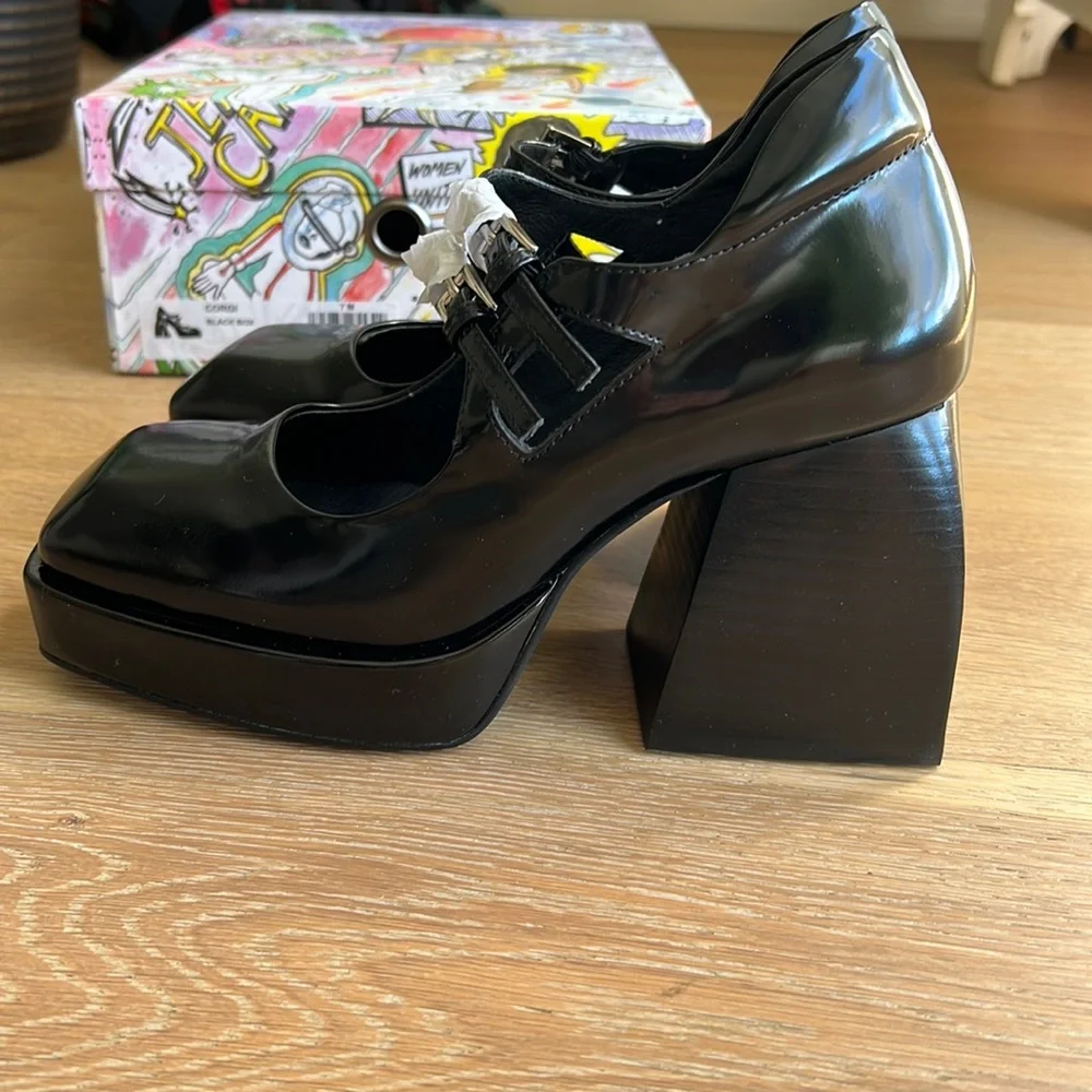 NIB💥 JEFFREY CAMPBELL Double Strap Mary Jane Platform Pump Block Heel- Size 7 - Picture 8 of 16